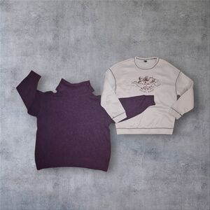 2X Sweater Bundle Maroon Cowl Neck & Angel Sweater